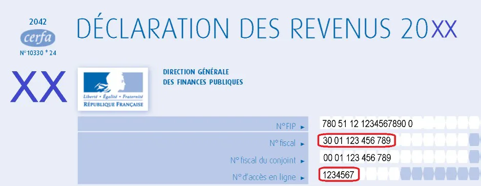 Numéro fiscal sur un avis d’imposition