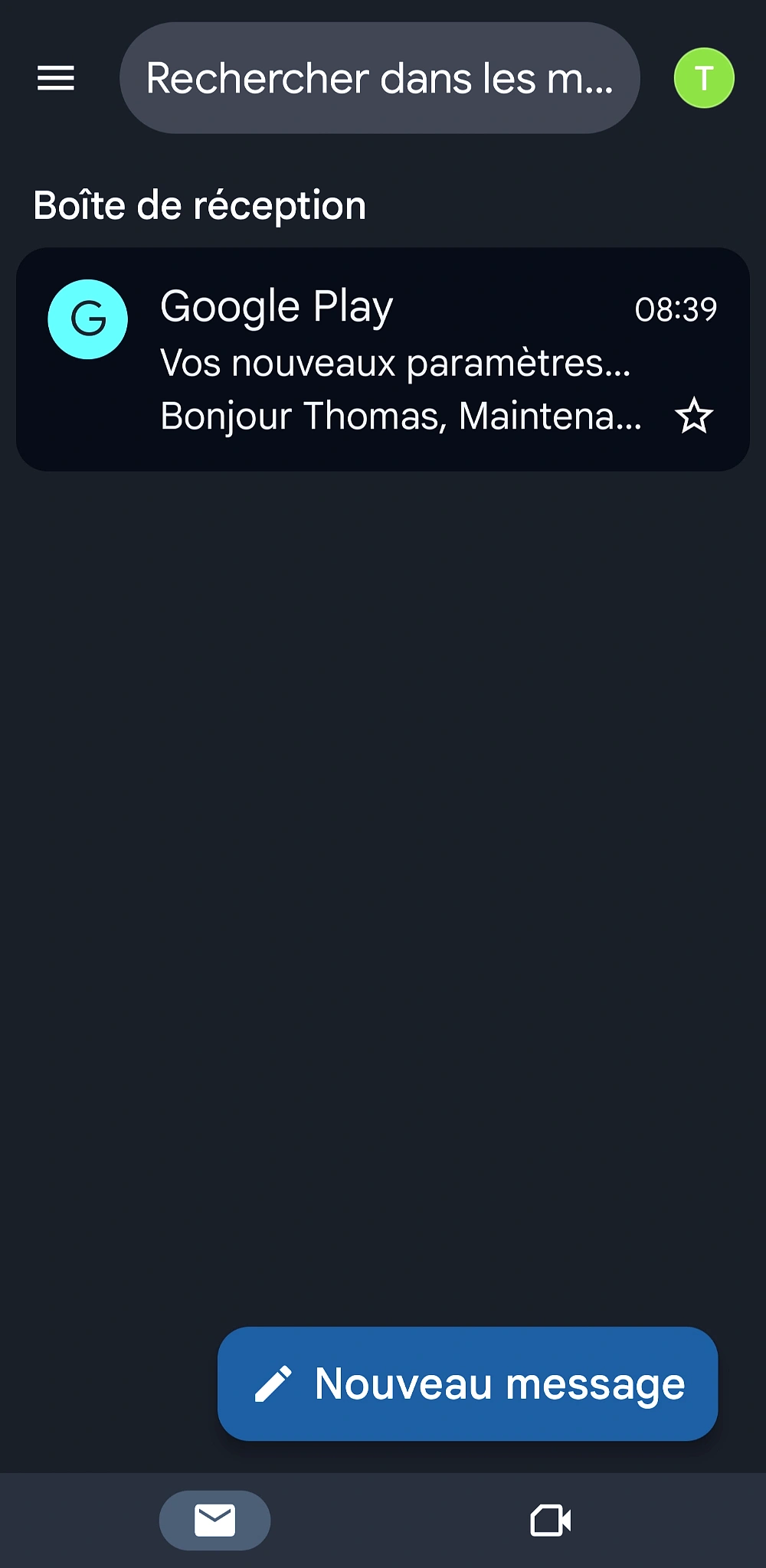Boîte de réception Gmail prête à être utilisée