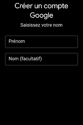 Saisie prénom nom Gmail