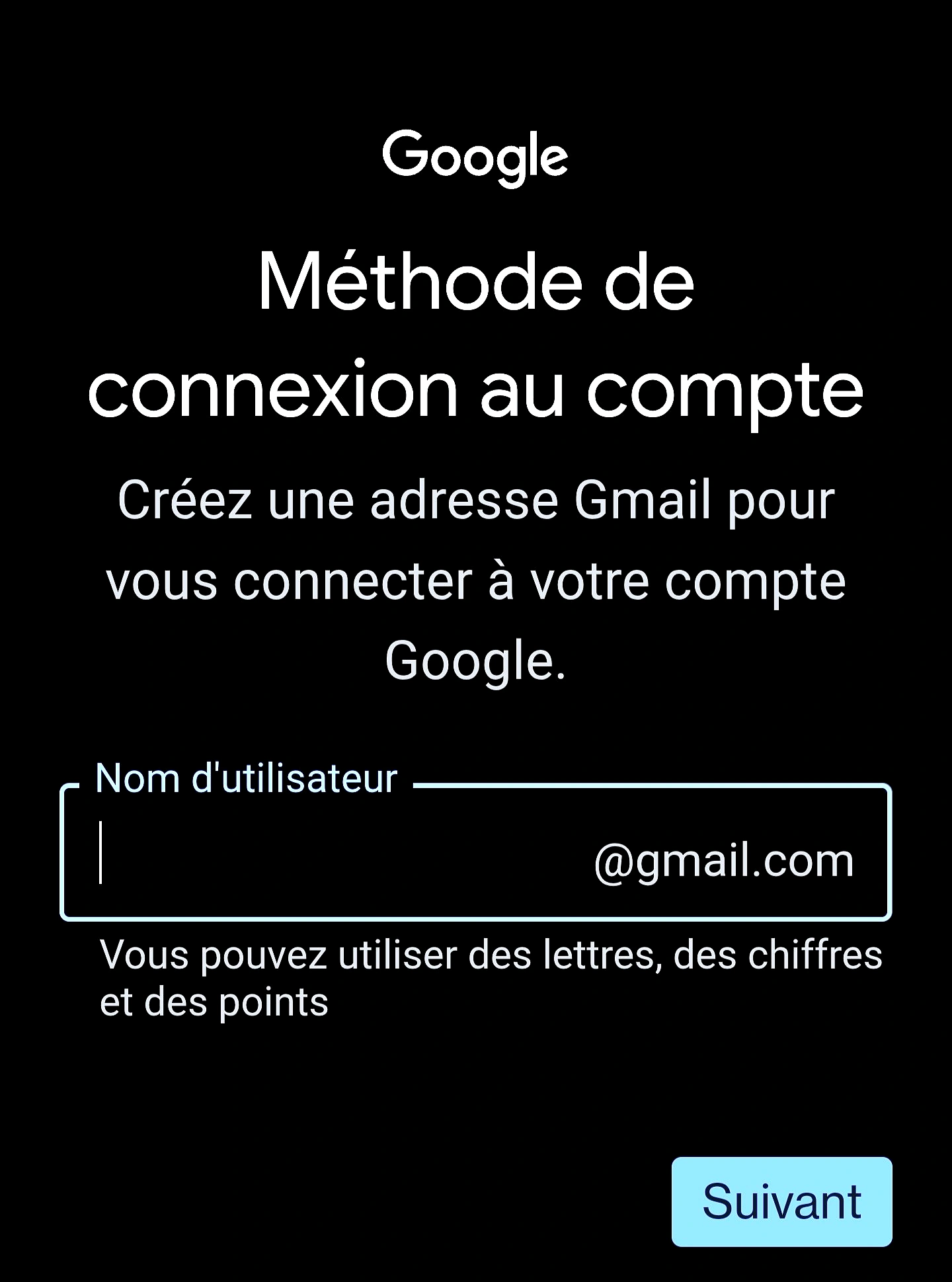 Choisir le nom d'utilisateur pour une adresse Gmail