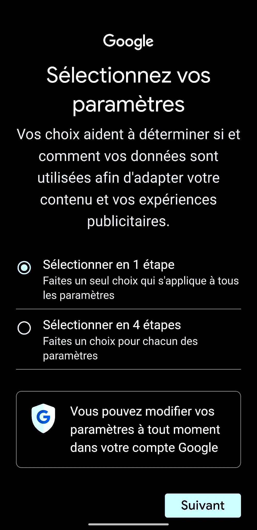 Choisir les paramètres de confidentialité Google