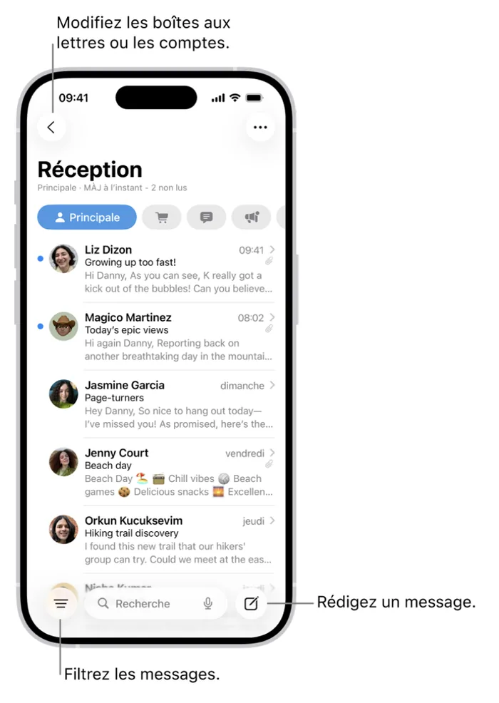 Réception d’e-mails sur iPhone